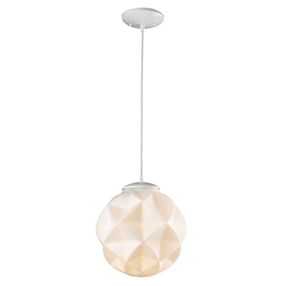 Nova 1-Light White Mini Pendant With Geometric Globe Shade