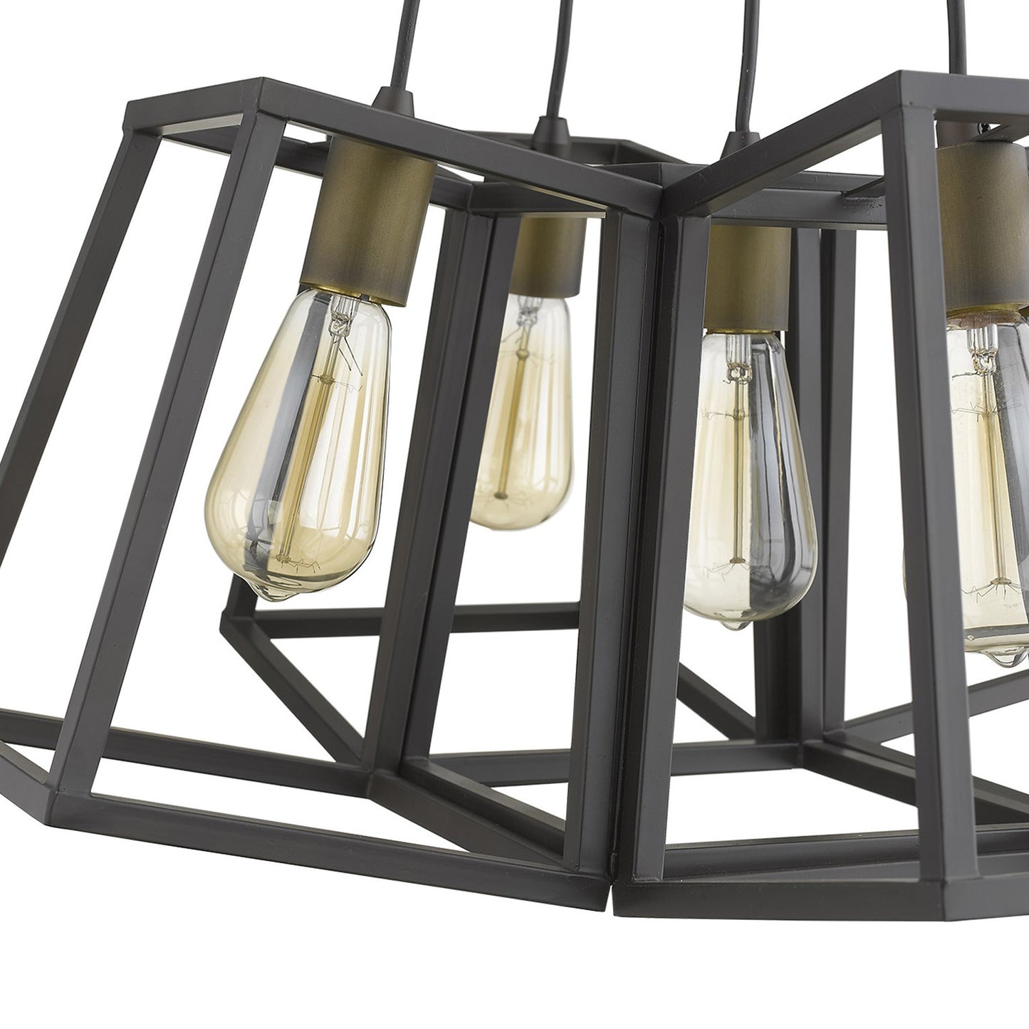 Bronze Lantern Five Light Metal Dimmable Chandelier