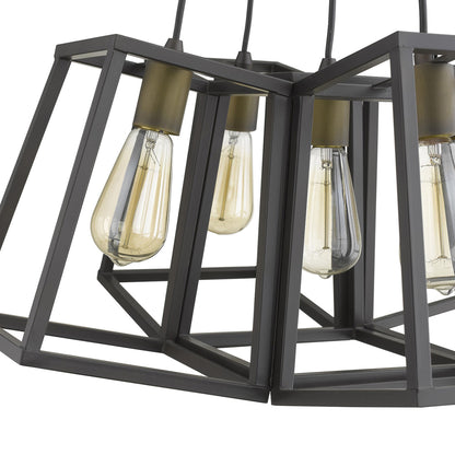 Bronze Lantern Five Light Metal Dimmable Chandelier