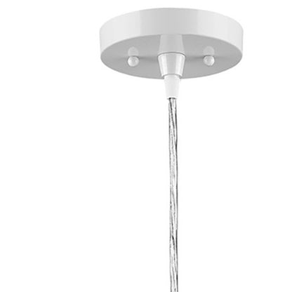 White Metal Hanging Light with Dome Shade