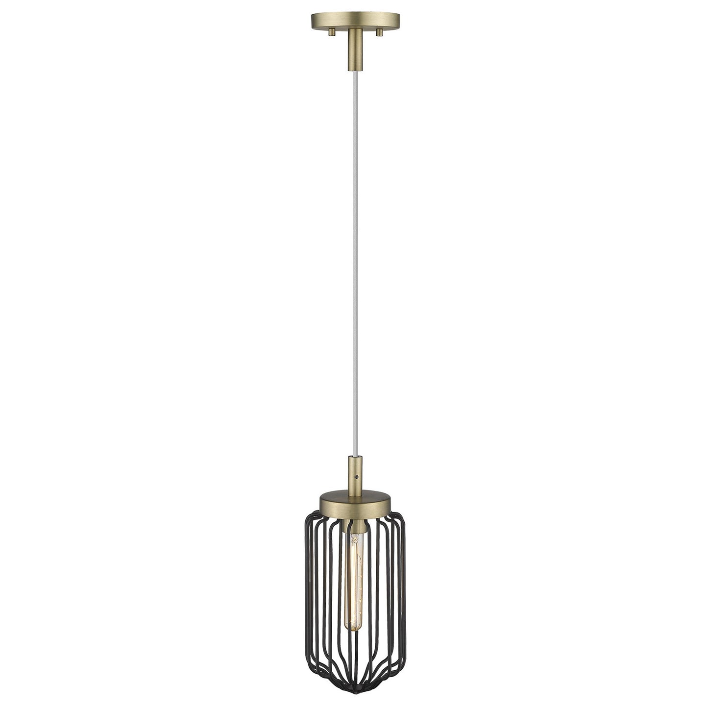 Gold and Black Metal Cage Pendant Hanging Light