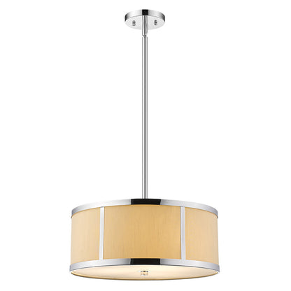 Butler 2-Light Polished Chrome Pendant With Coarse Cream Linen Shade And Opal Acrylic Diffuser