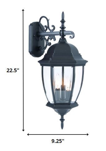 Matte Black Hanging Ornamental Lantern Wall Light