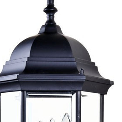 Three Light Matte Black Domed Glass Lantern Wall Light