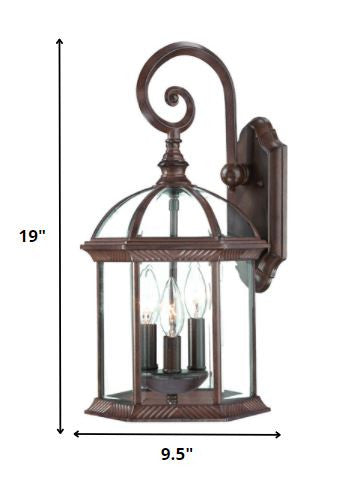 Three Light Dark Brown Eastern Lantern Wall Light