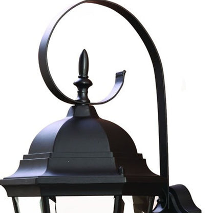 Three Light Matte Black Swing Arm Lantern Wall Light