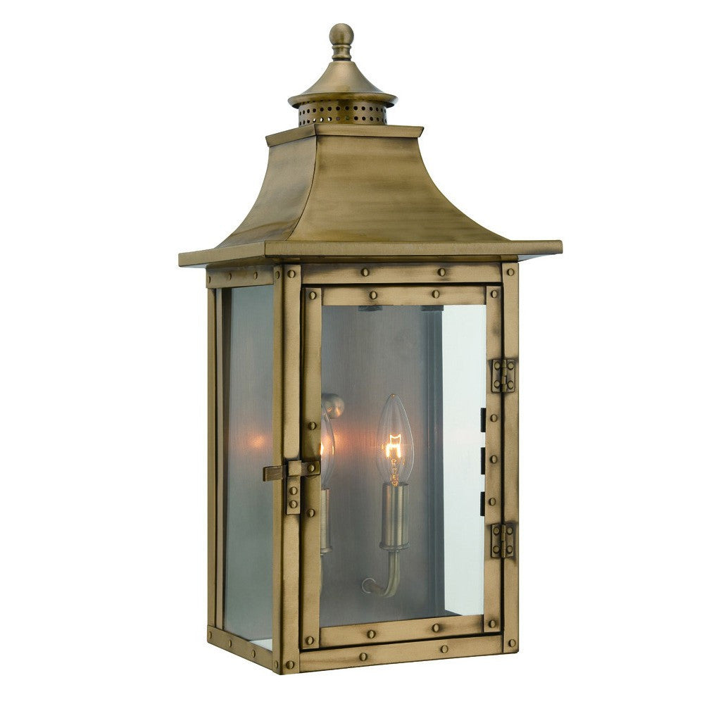 St. Charles 2-Light Aged Brass Wall Light