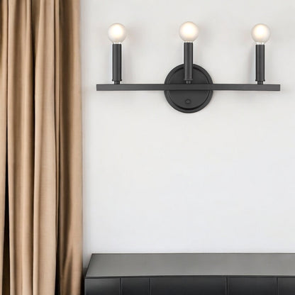 Three Light Matte Black Wall Sconce