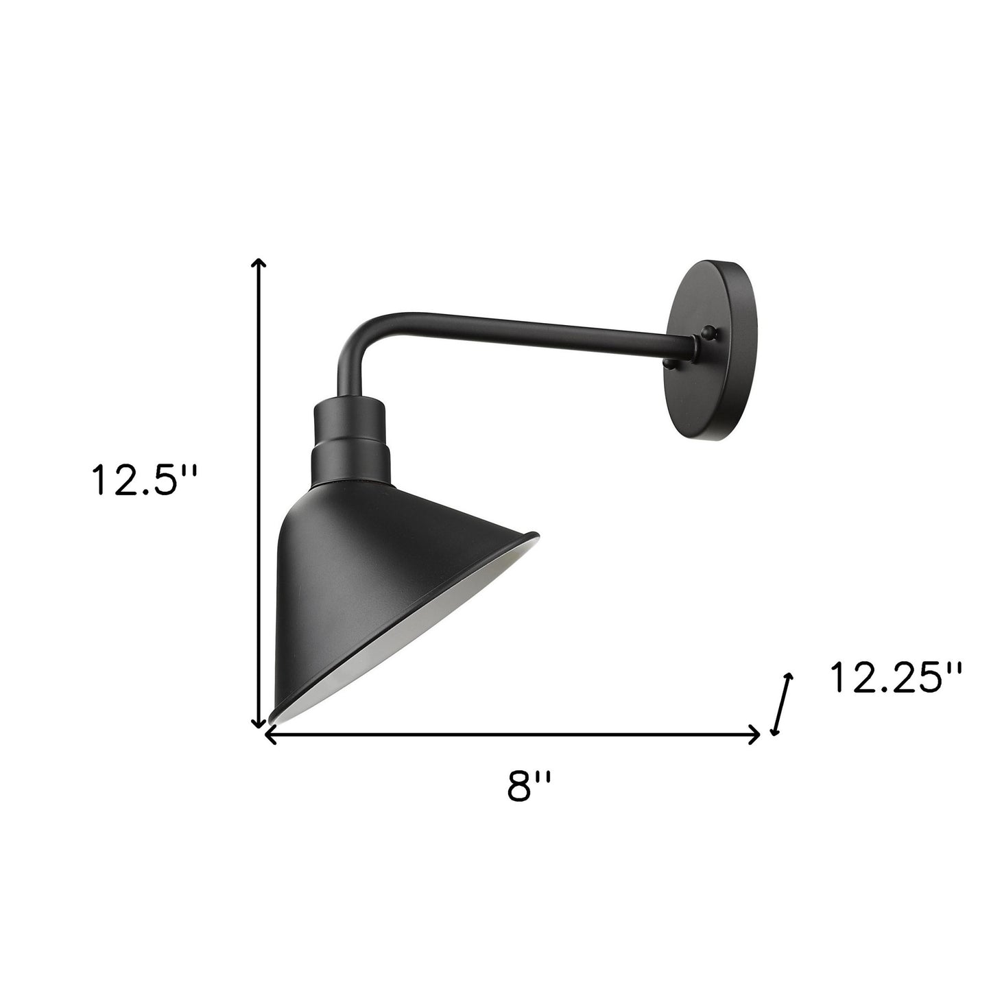 Wide Shade Matte Black LED Wall Light