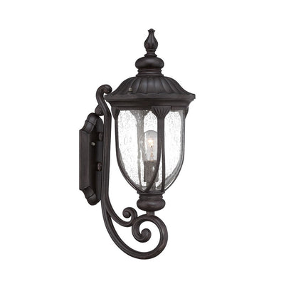 XL Black Cast Aluminum Glass Lantern Wall Light