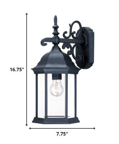 Narrow Matte Black Domed Hanging Glass Lantern Wall Light