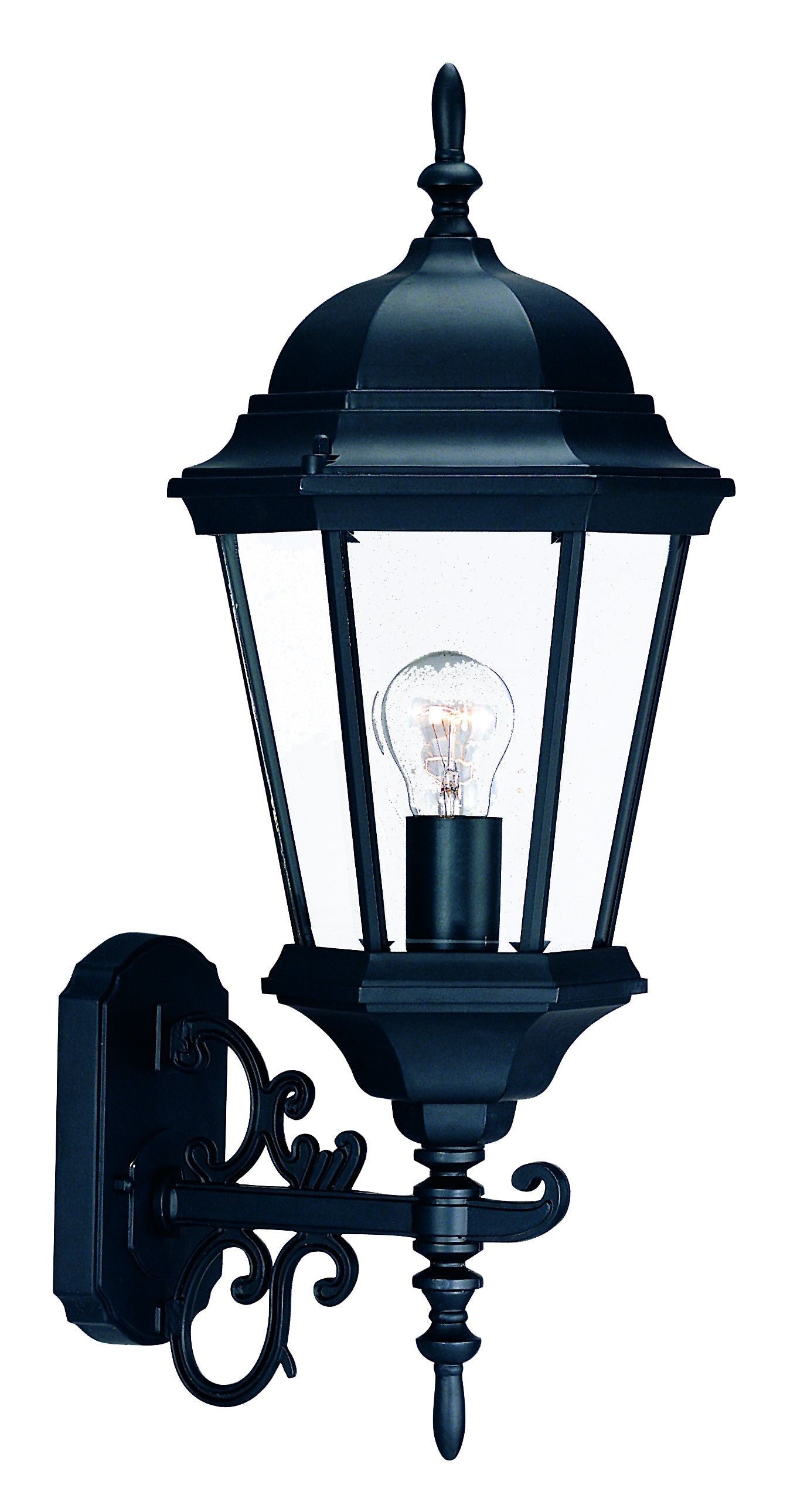 Matte Black Domed Glass Lantern Wall Light