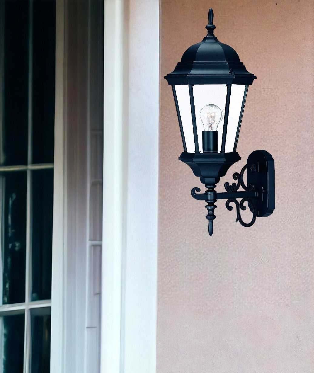 Matte Black Domed Glass Lantern Wall Light