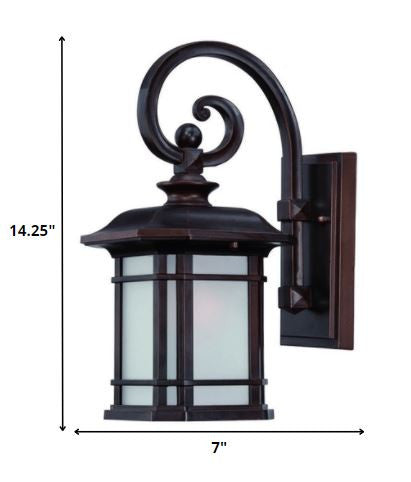 Antique Bronze Frosted Linen Glass Lantern Wall Light