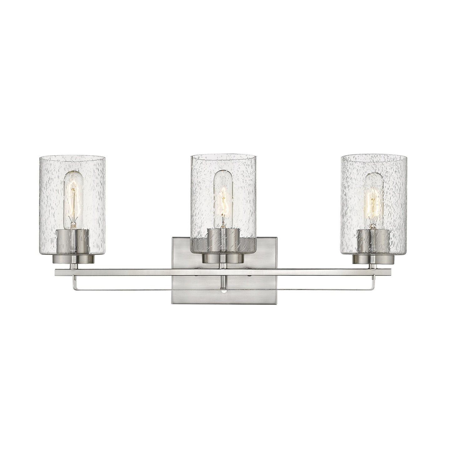 Silver Metal and Textured Glass Three Light Wall Sconce