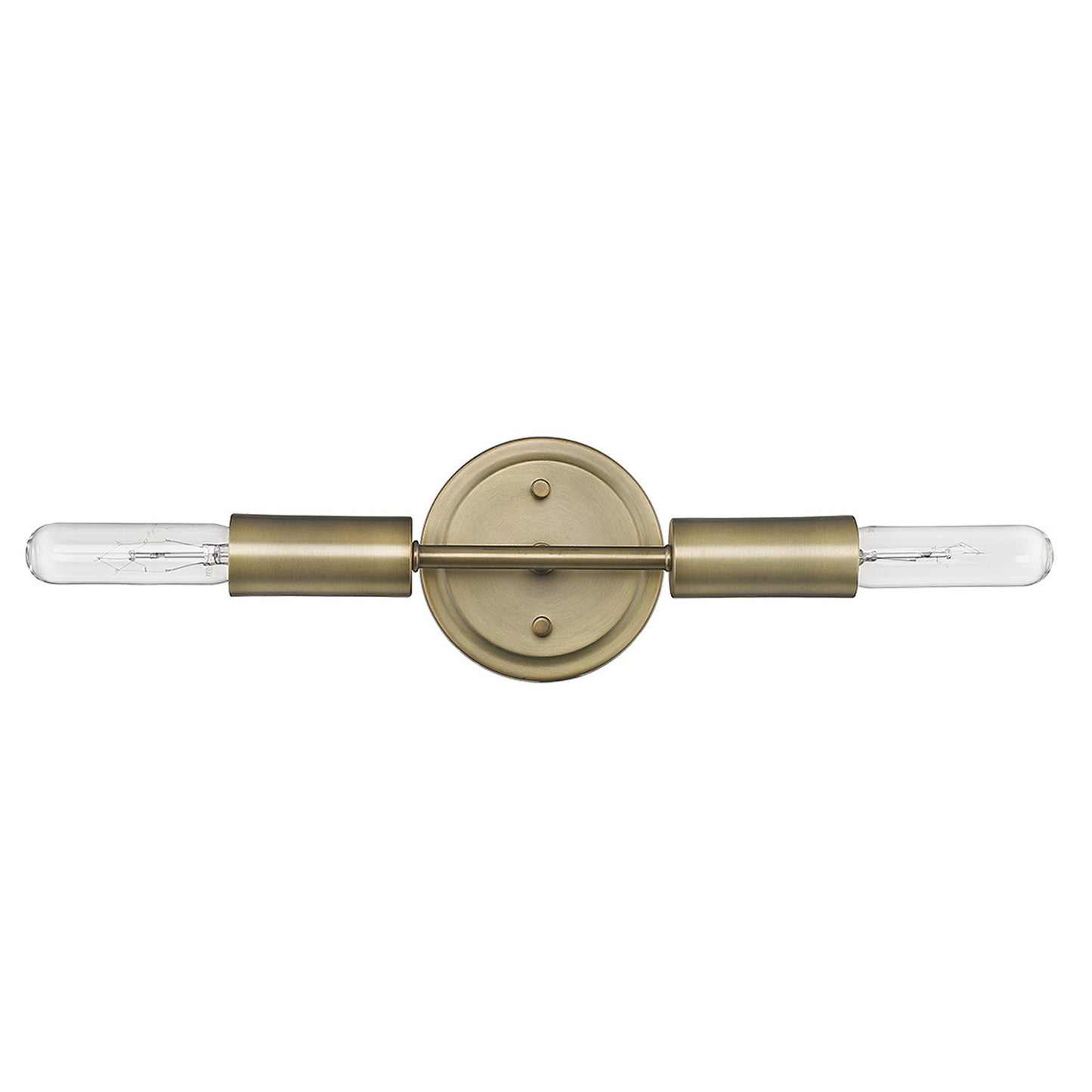 Two Light Dull Gold Narrow Bulb Wall Light