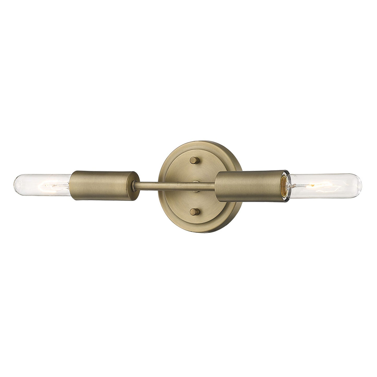 Two Light Dull Gold Narrow Bulb Wall Light