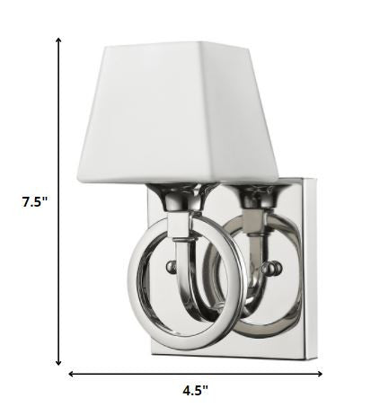 Silver Metal Wall Light with Frosted Glass Shade