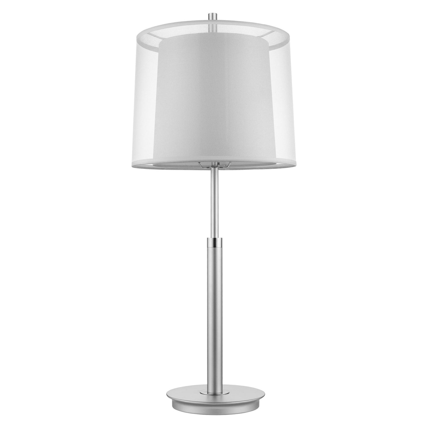 31" Silver Metal Table Lamp With White Empire Shade