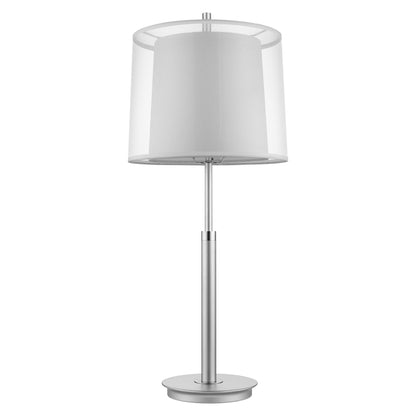 31" Silver Metal Table Lamp With White Empire Shade