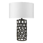 26" Black Metal Column Table Lamp With White Drum Shade