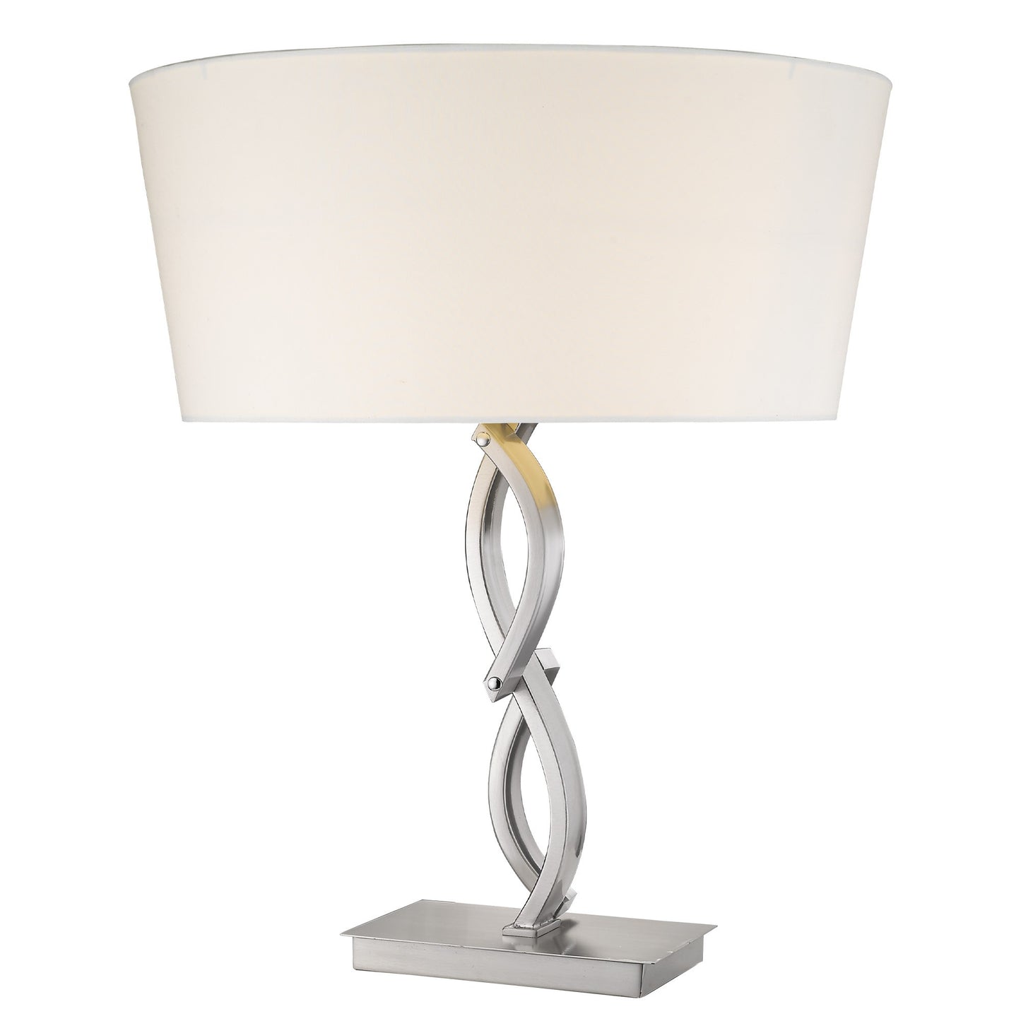 25" Nickel Metal Novelty Buffet Lamp With White Empire Shade