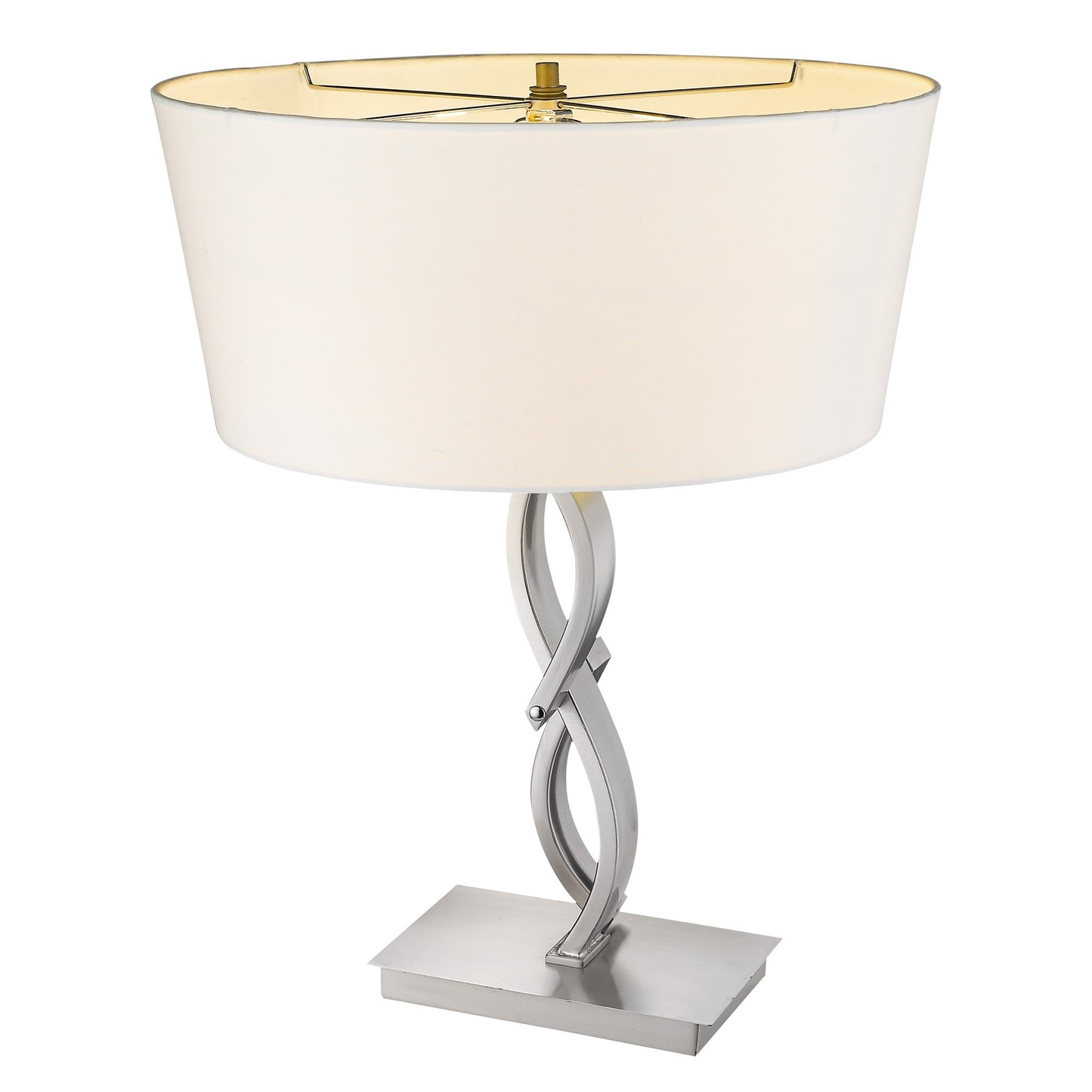 25" Nickel Metal Novelty Buffet Lamp With White Empire Shade