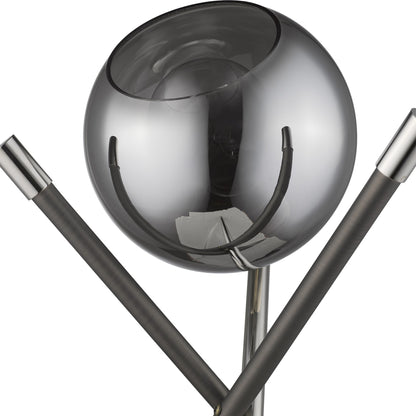 18" Black Metal Tripod Table Lamp With Nickel Globe Shade