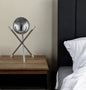 18" Black Metal Tripod Table Lamp With Nickel Globe Shade