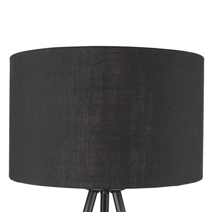 22" Black Metal Tripod Table Lamp With Black Drum Shade