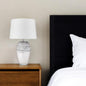 27" White and Black Ceramic Table Lamp With White Empire Shade