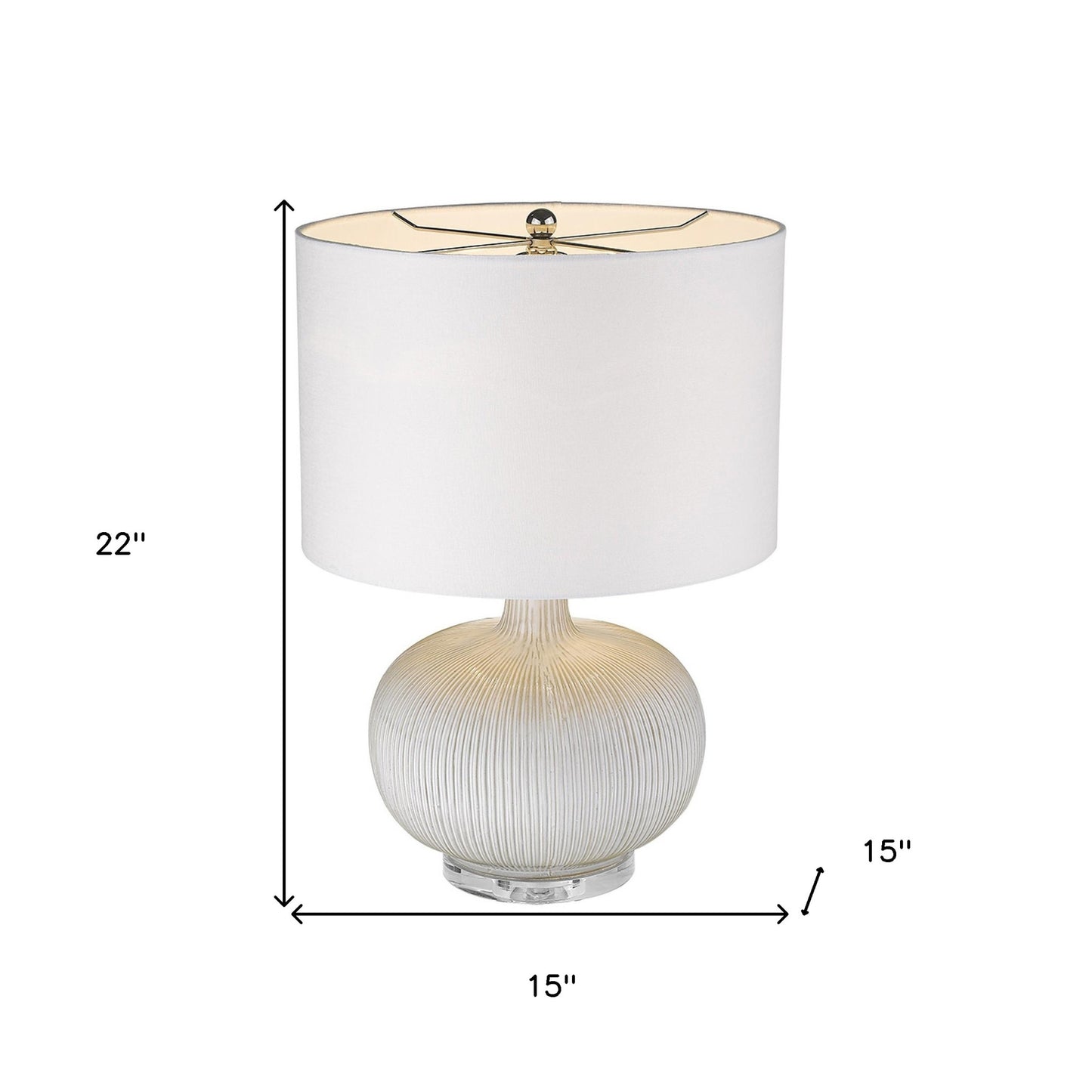 22" White Ceramic Round Table Lamp With White Drum Shade