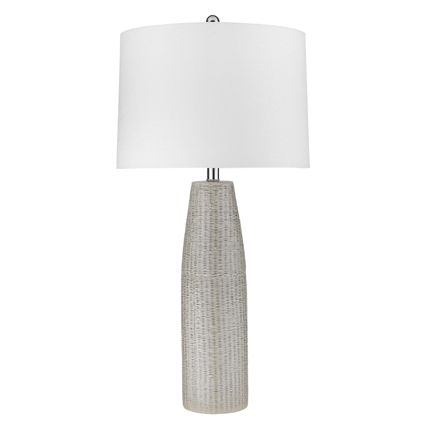 33" Light Gray Ceramic Table Lamp With White Drum Shade