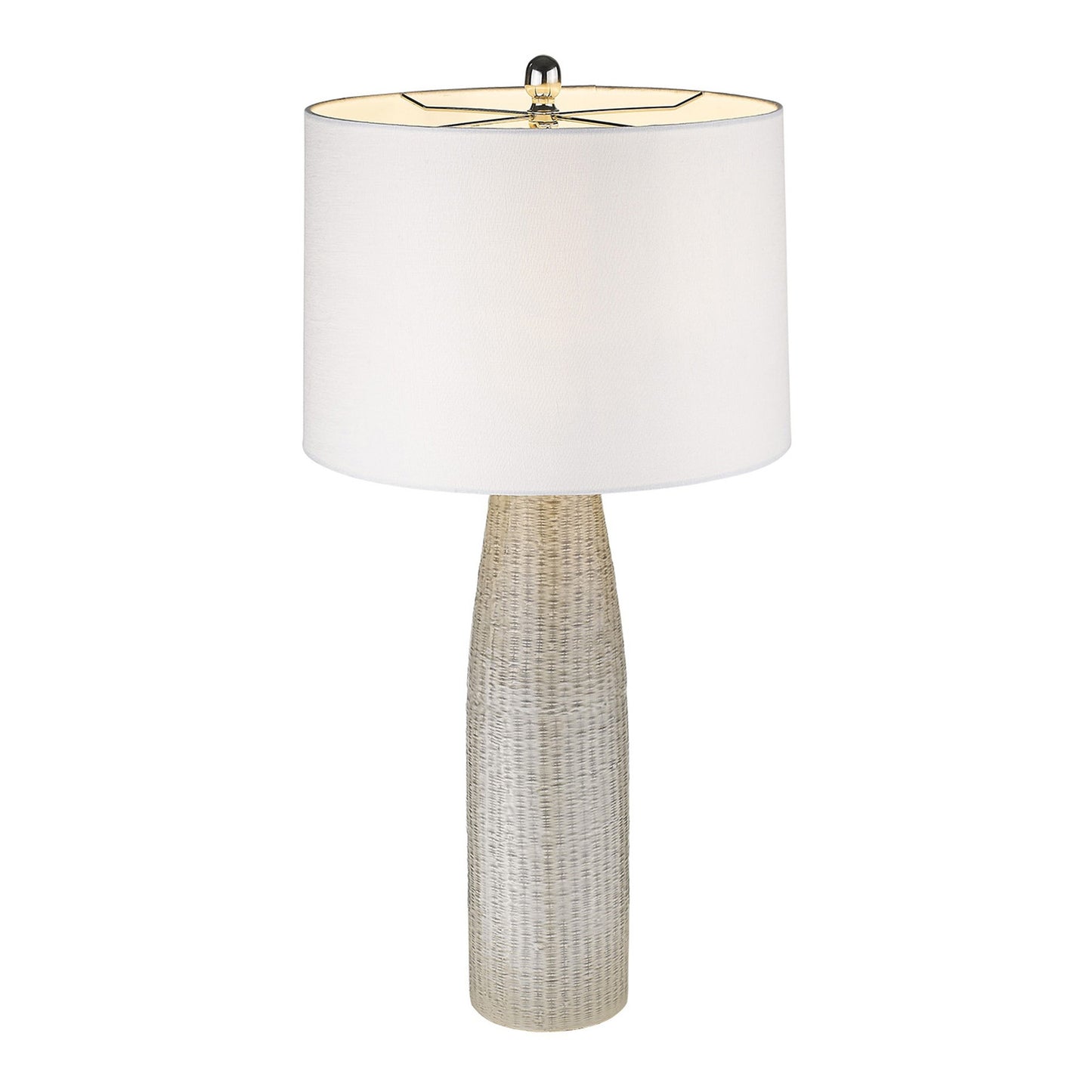 33" Light Gray Ceramic Table Lamp With White Drum Shade