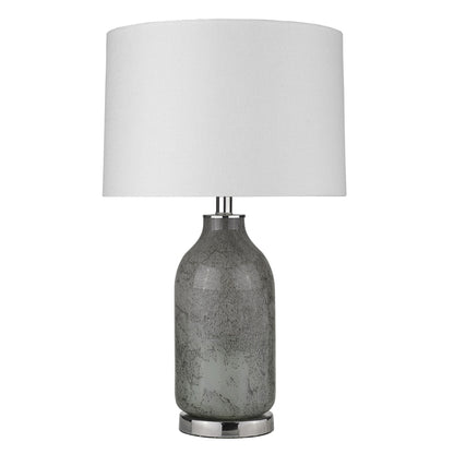 25" Gray Glass Table Lamp With White Empire Shade