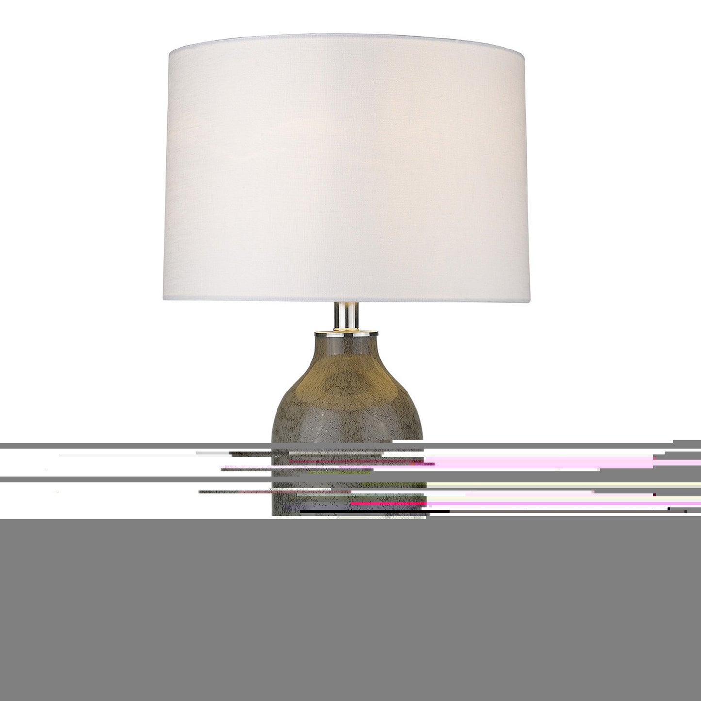 25" Gray Glass Table Lamp With White Empire Shade