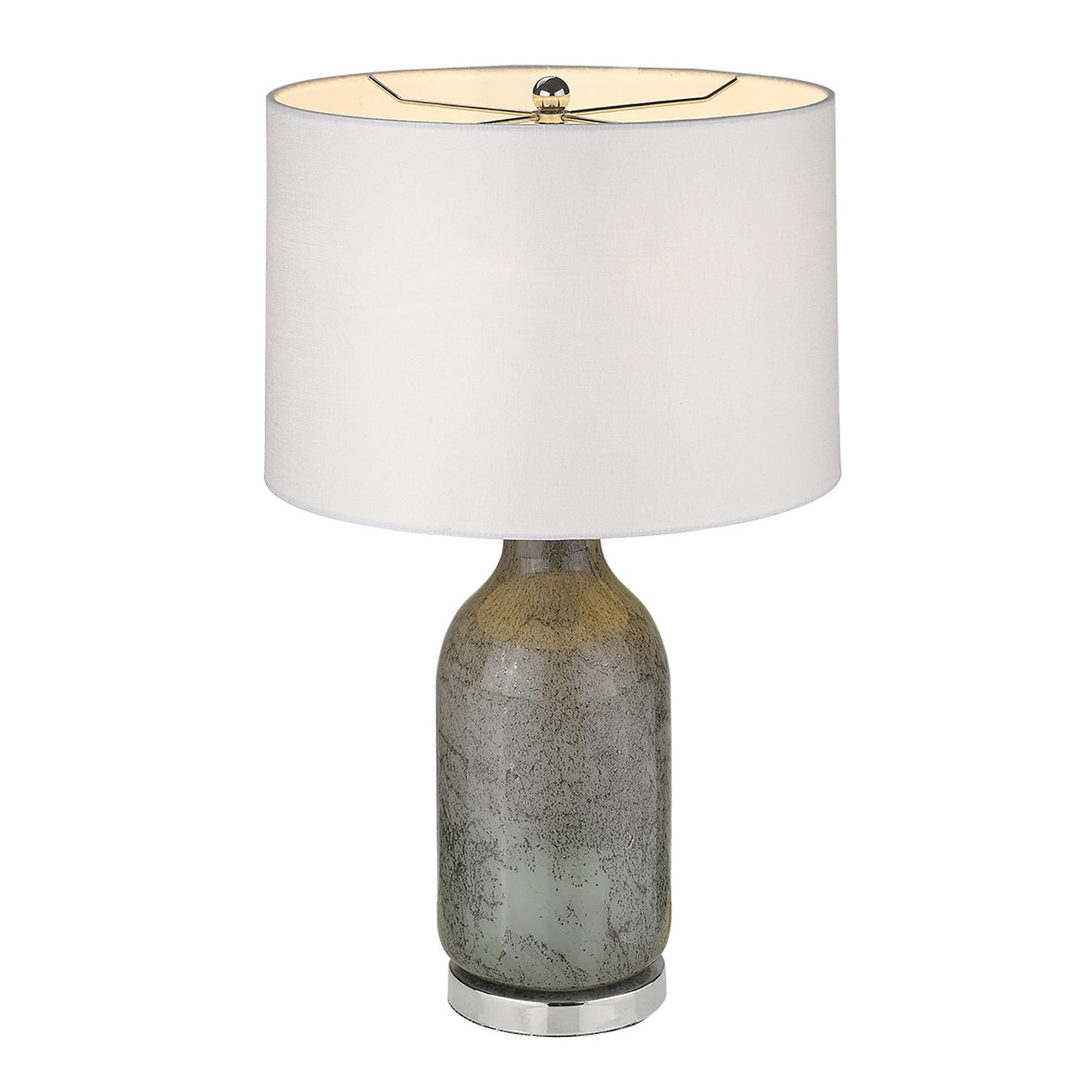 25" Gray Glass Table Lamp With White Empire Shade