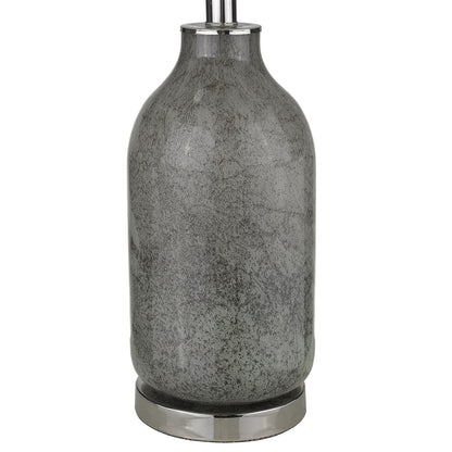 25" Gray Glass Table Lamp With White Empire Shade