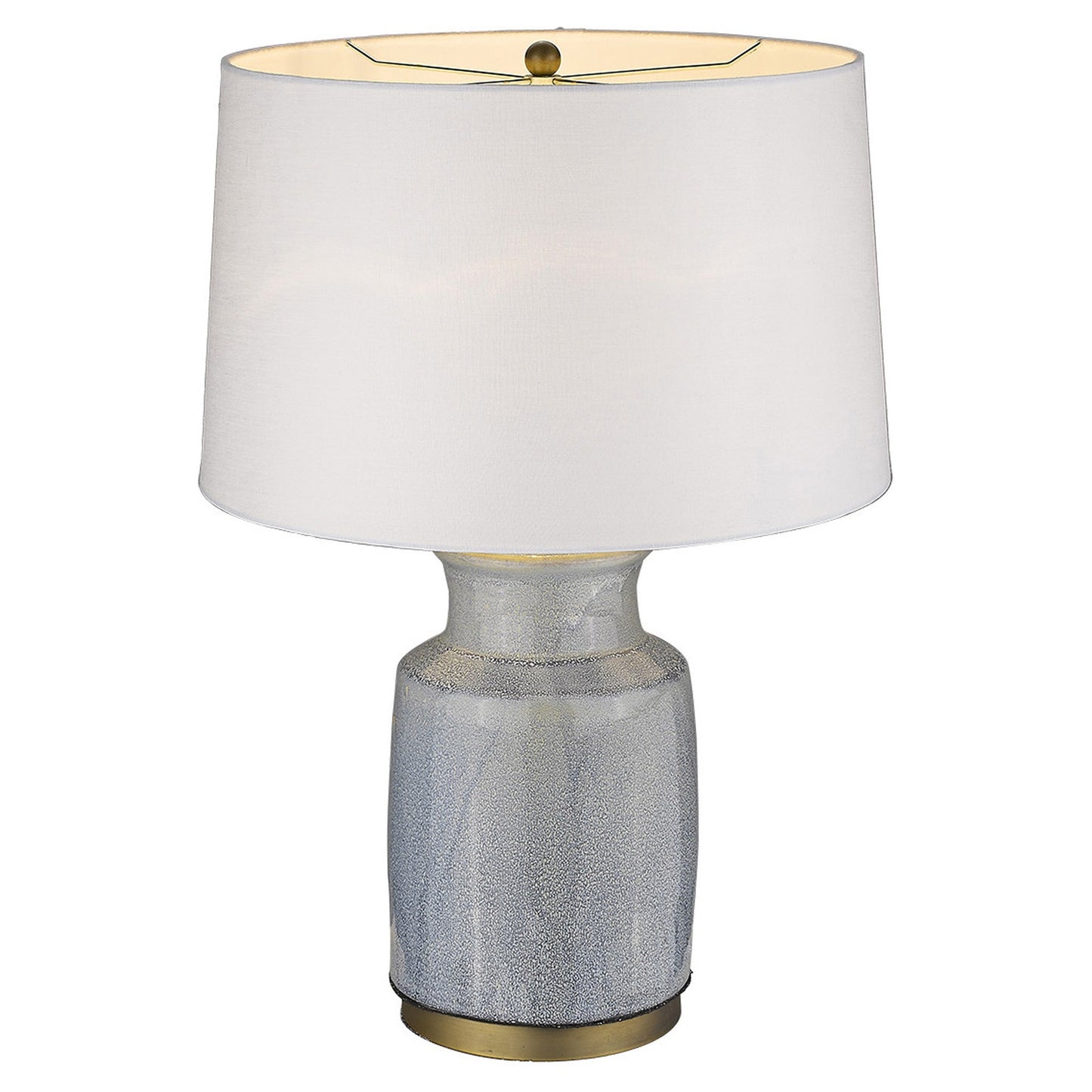 27" Gray Ceramic Table Lamp With White Empire Shade