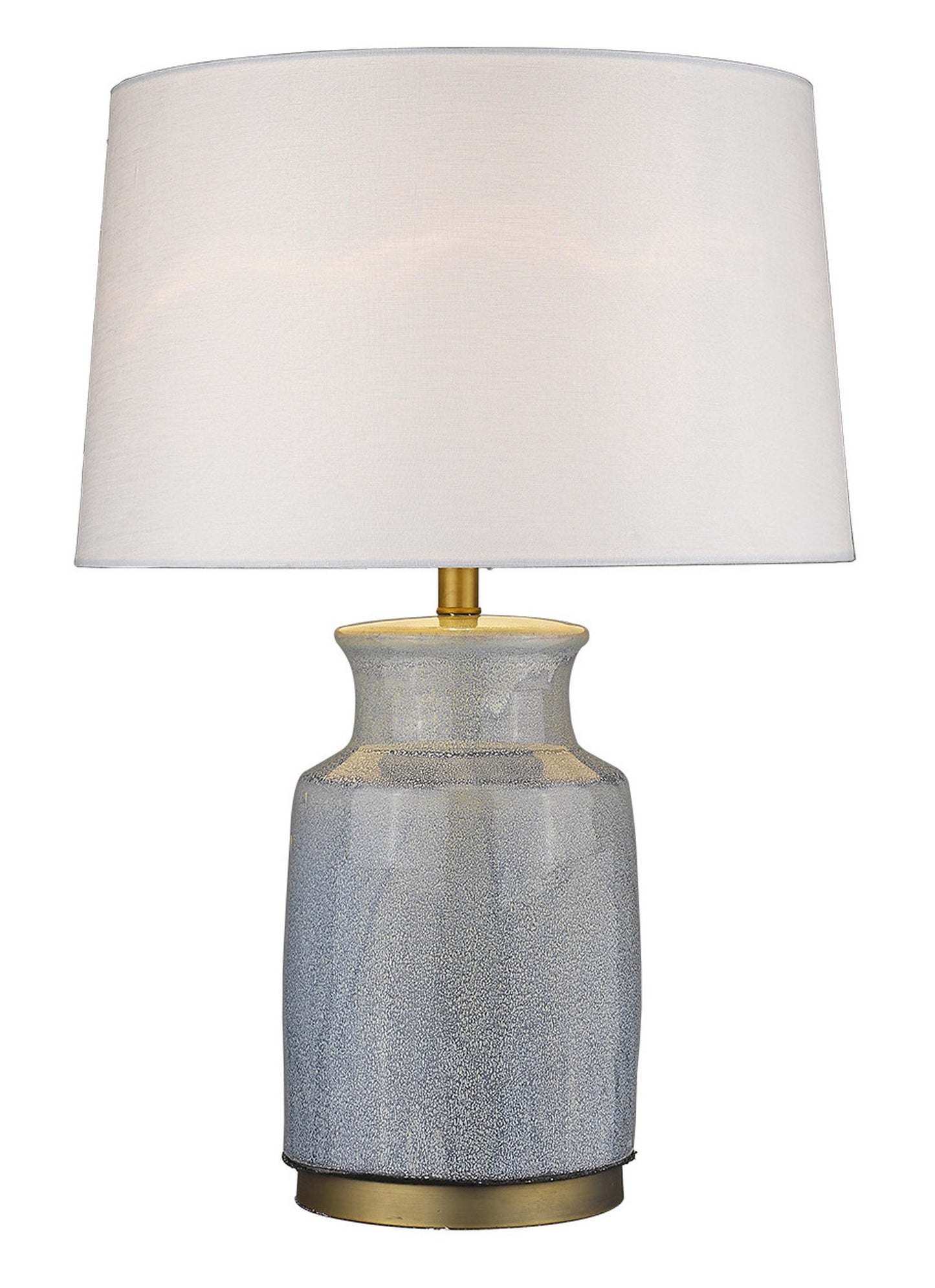 27" Gray Ceramic Table Lamp With White Empire Shade