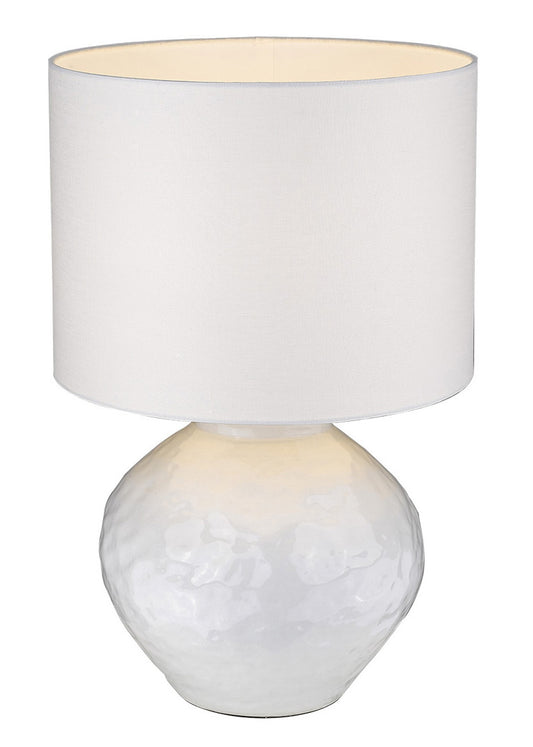 26" White Ceramic Table Lamp With White Drum Shade