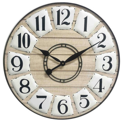 24" Circle Black and White Wood Analog Wall Clock