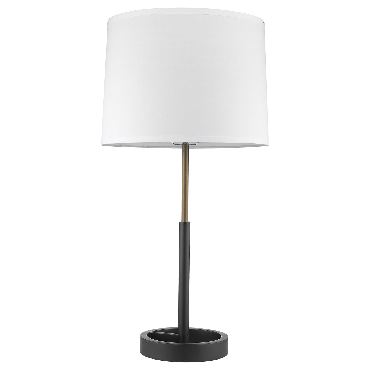 31" Black and Gold Metal Table Lamp With White Empire Shade