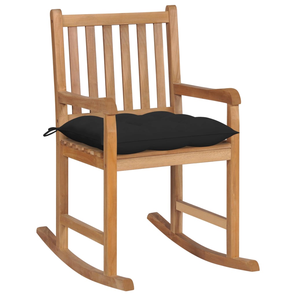 Rocking Chair with Light Blue Cushion Solid Teak Wood