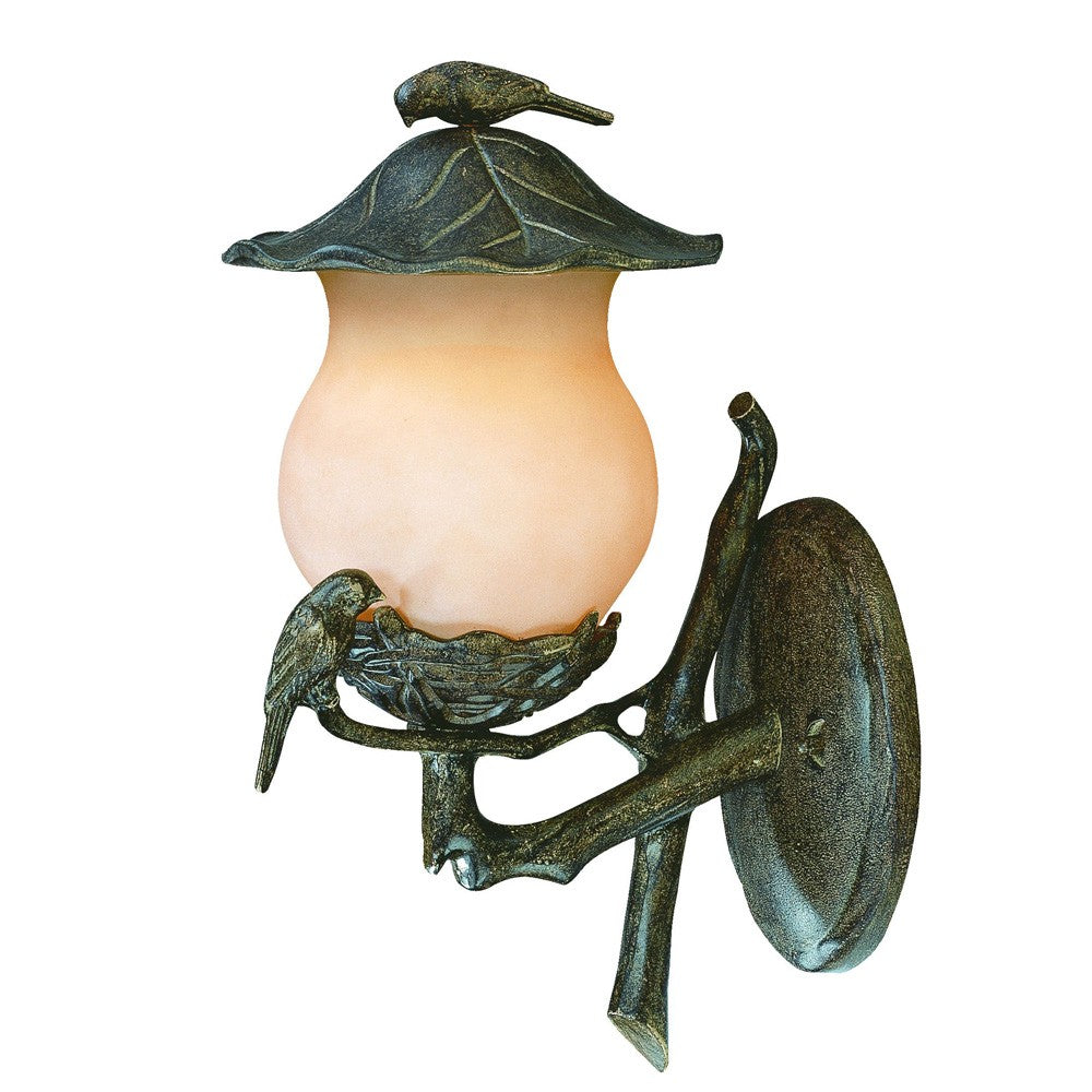 Vintage Black and Gold Bird Detail Lantern Wall Light