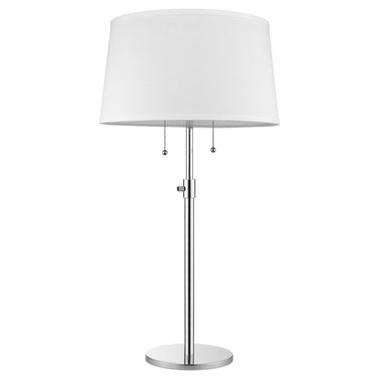 31" Silver Metal Two Light Adjustable Table Lamp With White Empire Shade