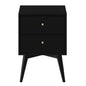 26" Black Two Drawer Solid Wood Nightstand