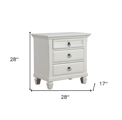 White Plantation 3 Drawer Nightstand