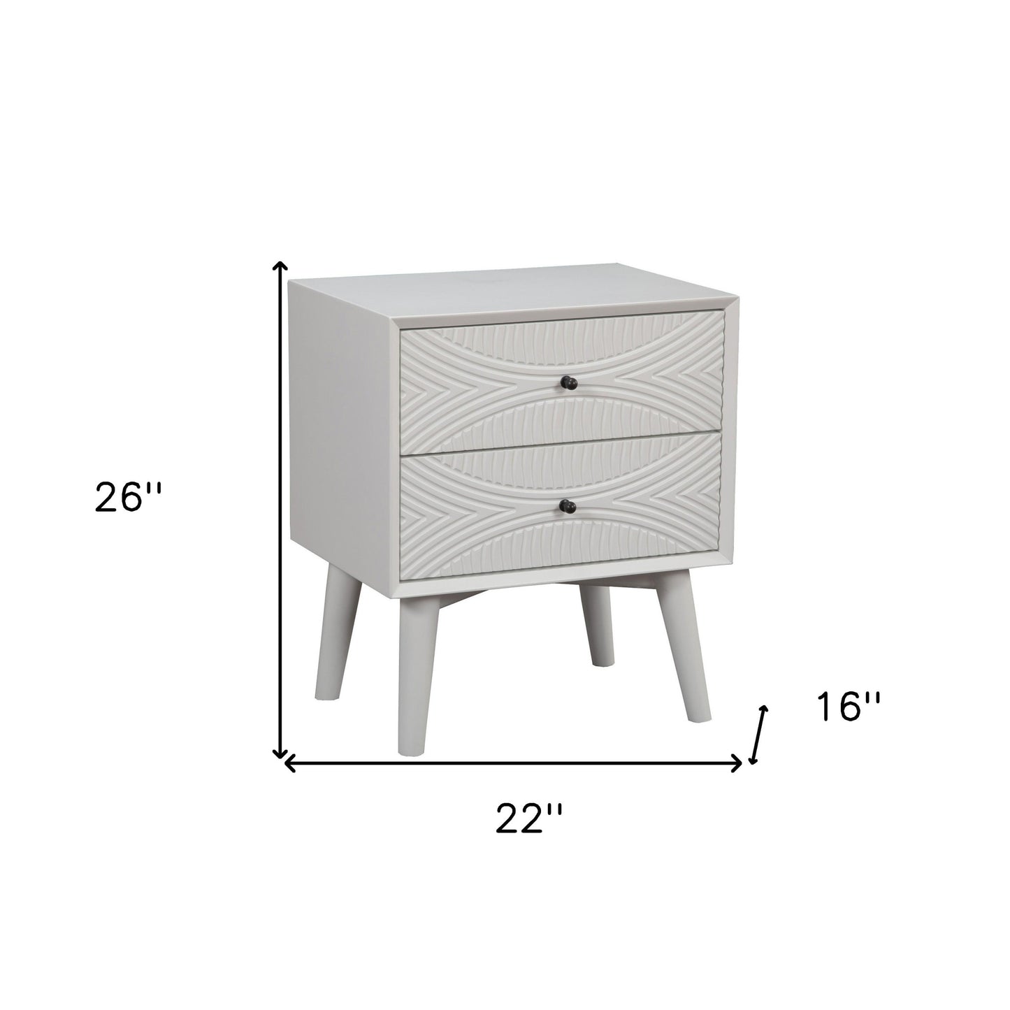 White Groovy 1 Drawer Wood Nightstand