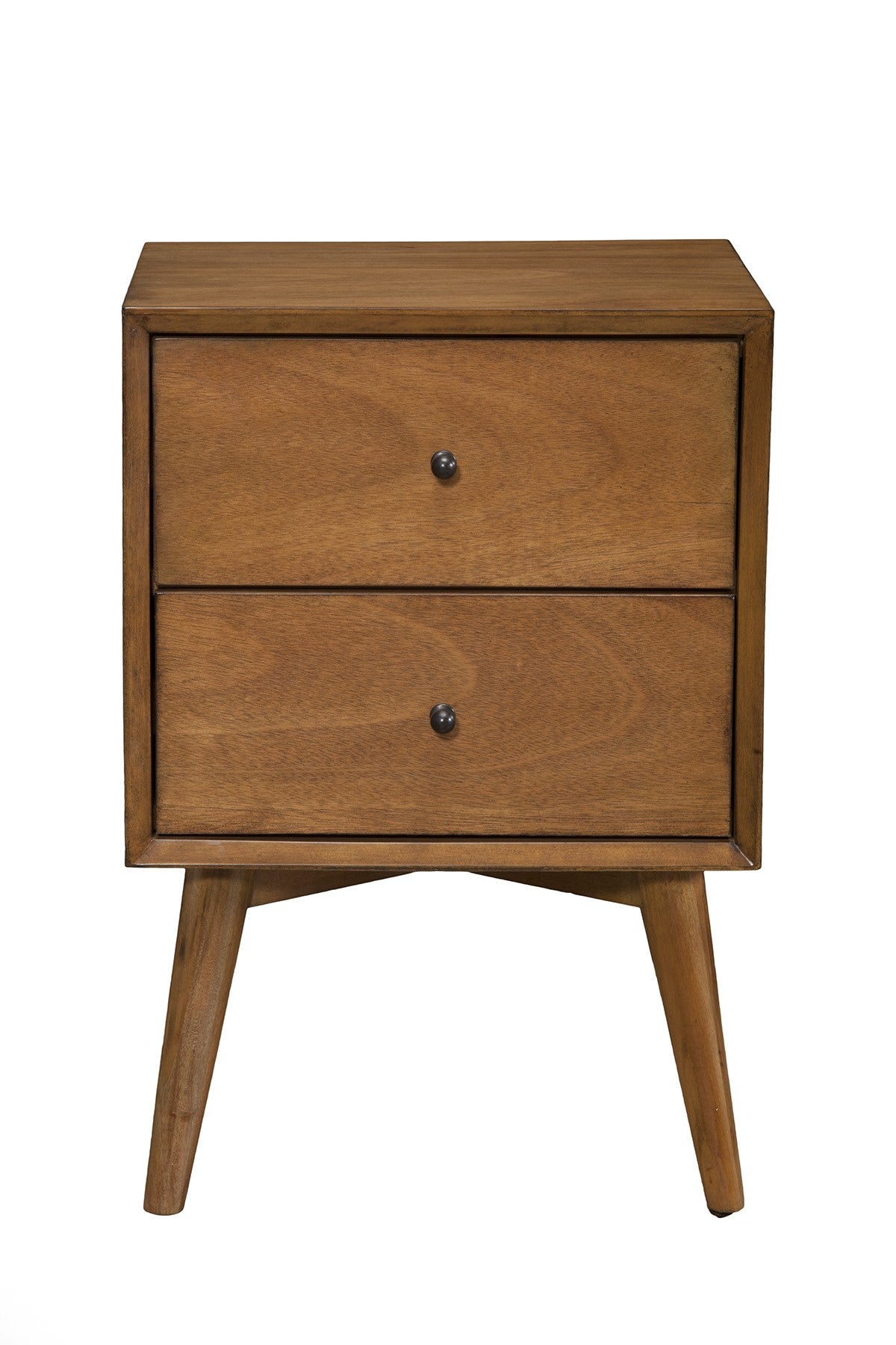 Brown Century Modern Wood 2 Drawer Nightstand